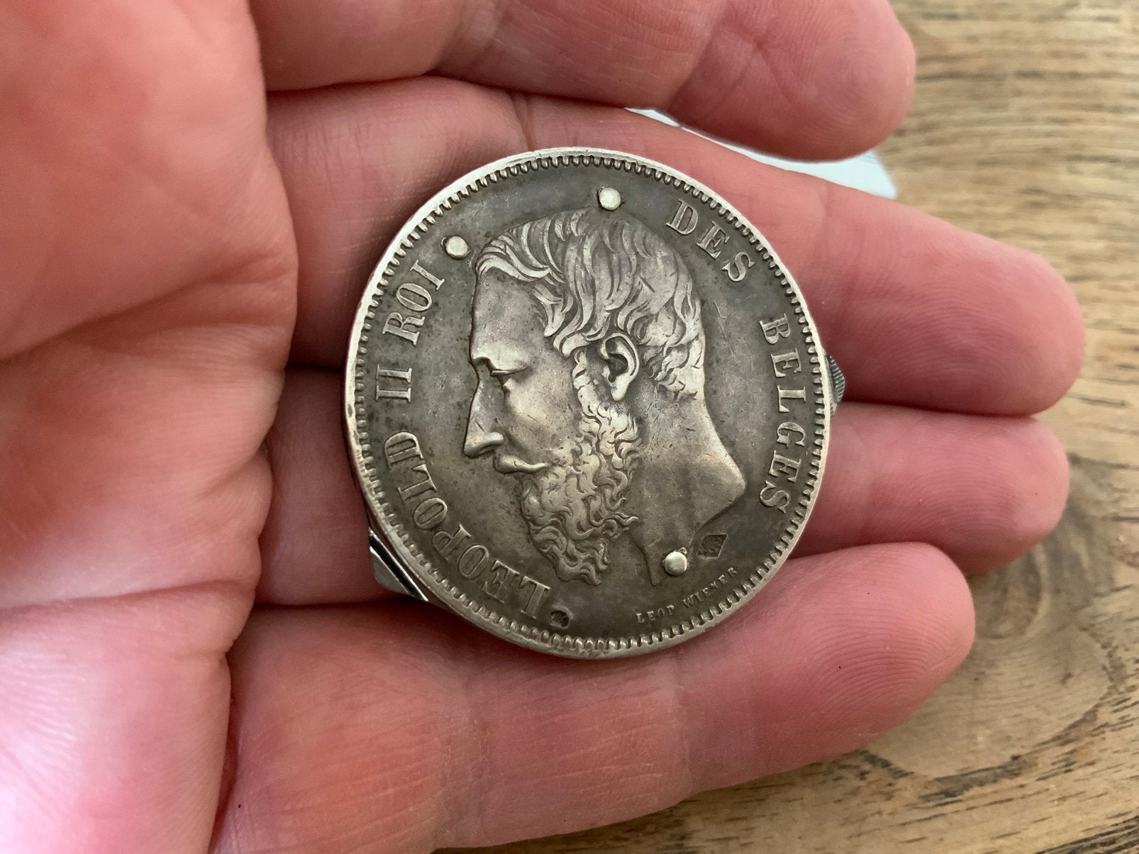 Vintage Muntmesje Antieke Zilveren 5 Fr Munt Eloi Pernet, Ophalen of Verzenden