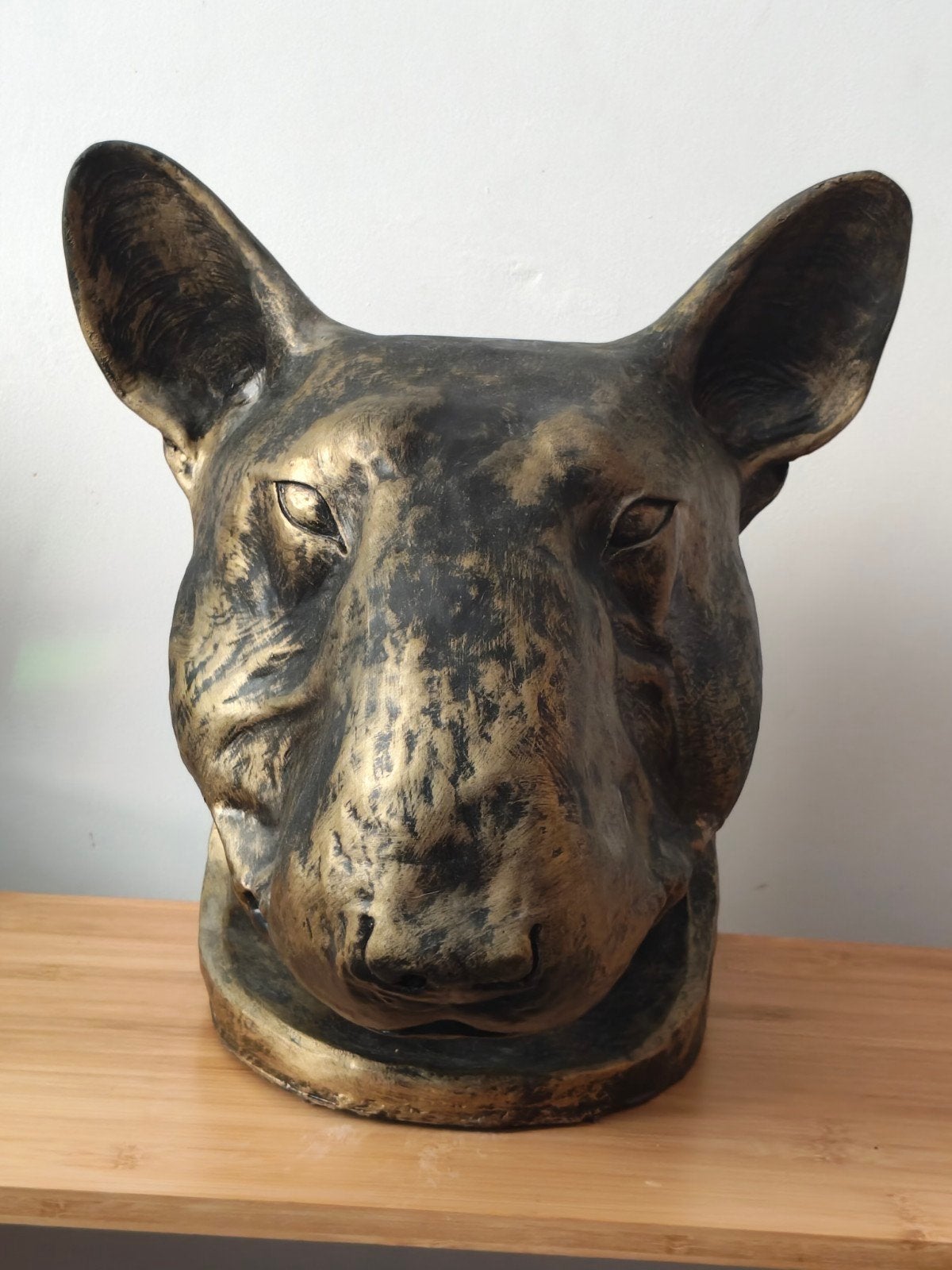 prachtige Bull terriër Buste / Kop, Tuin en Terras, Ophalen of Verzenden, Zo goed als nieuw, Kunststof, Dierenbeeld
