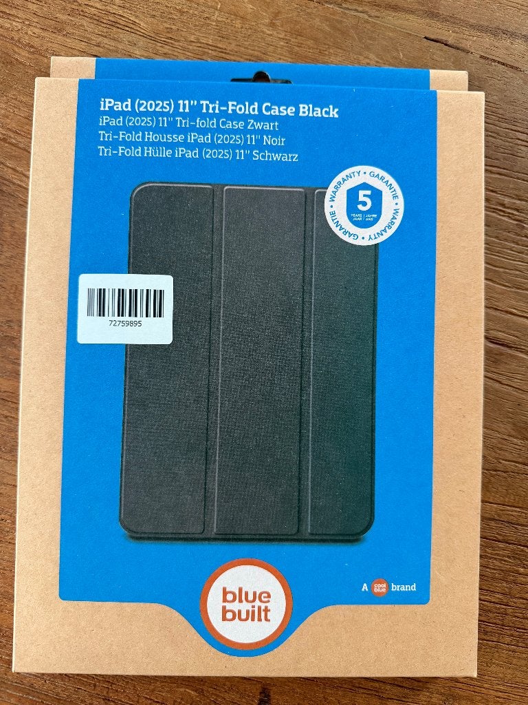 BlueBuilt Apple iPad (2025/2022) Tri-Fold Book Case Zwart, 11 inch, Nieuw, Bescherming voor- en achterkant, Ophalen of Verzenden