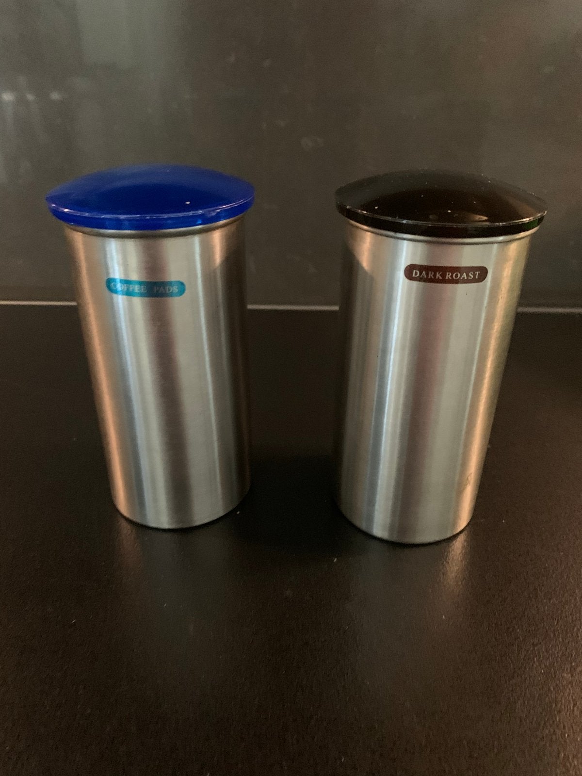 Brabantie 2 RVS voorraadbussen voor koffiepads, Ophalen of Verzenden, Zo goed als nieuw, Voorraadpot, Metaal