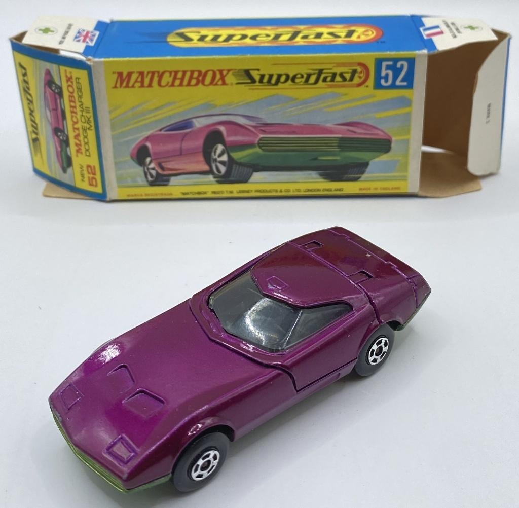 Matchbox 52C-6 Dodge Charger Mk III metallic paars, Ophalen of Verzenden, Zo goed als nieuw, Auto