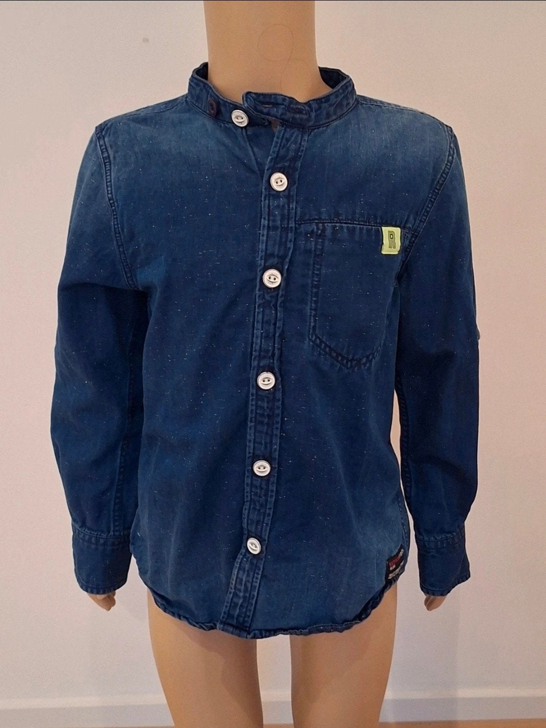 Retour spijkerblouse maat 6 (116) jongens, Overhemd of Blouse, Ophalen of Verzenden, Zo goed als nieuw, Jongen