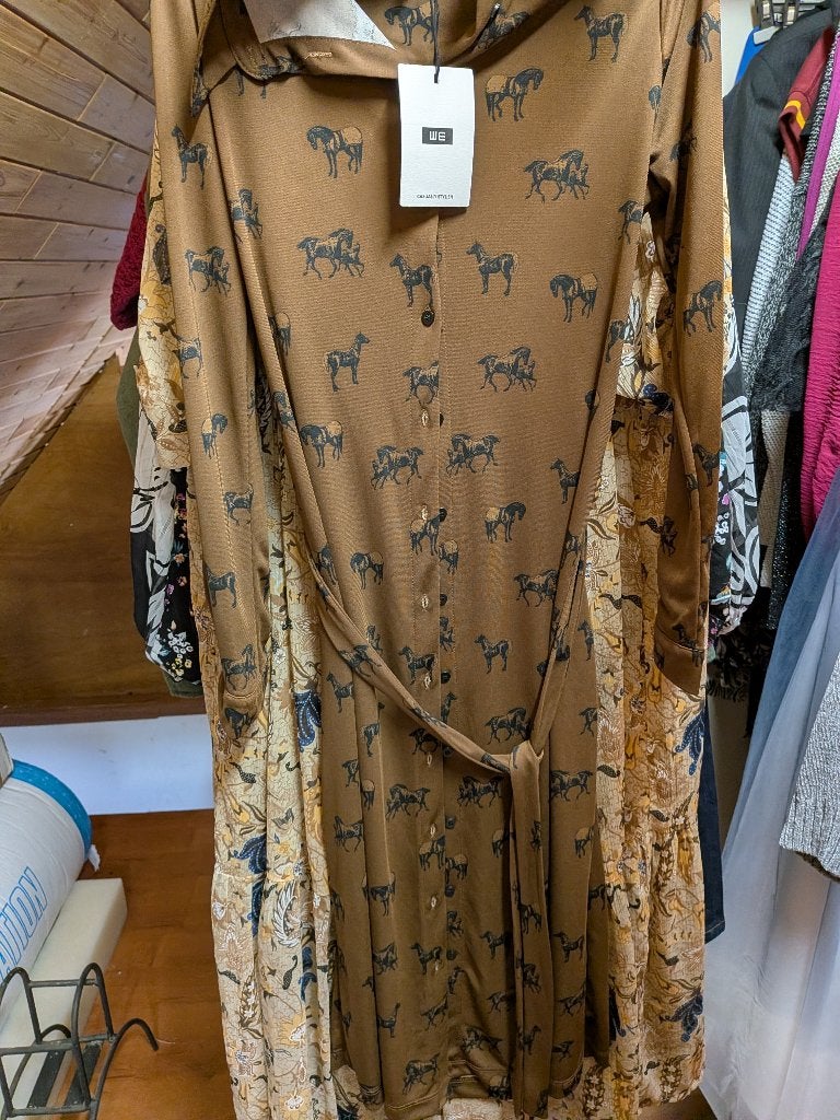 jurk WE met kaartjes maat L, Bruin, WE, Maat 42/44 (L), Nieuw