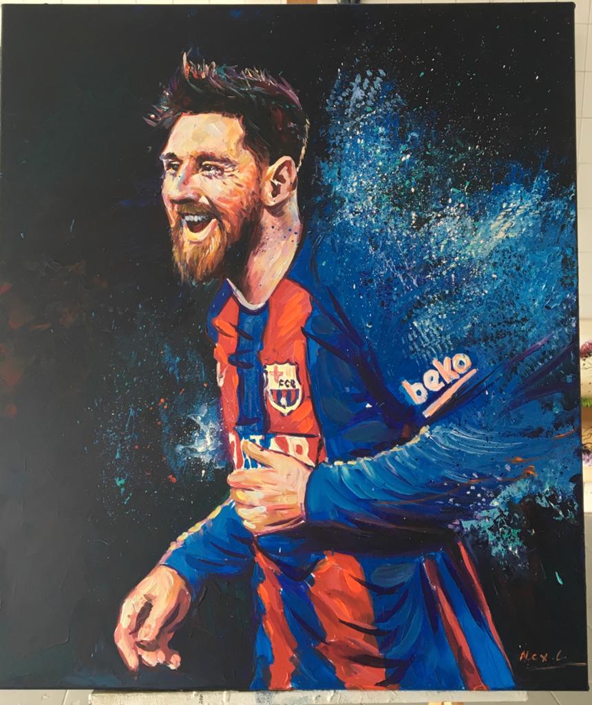 Alex L- Lionel Messi- Handgeschilderd (100%)- Origineel, Ophalen of Verzenden