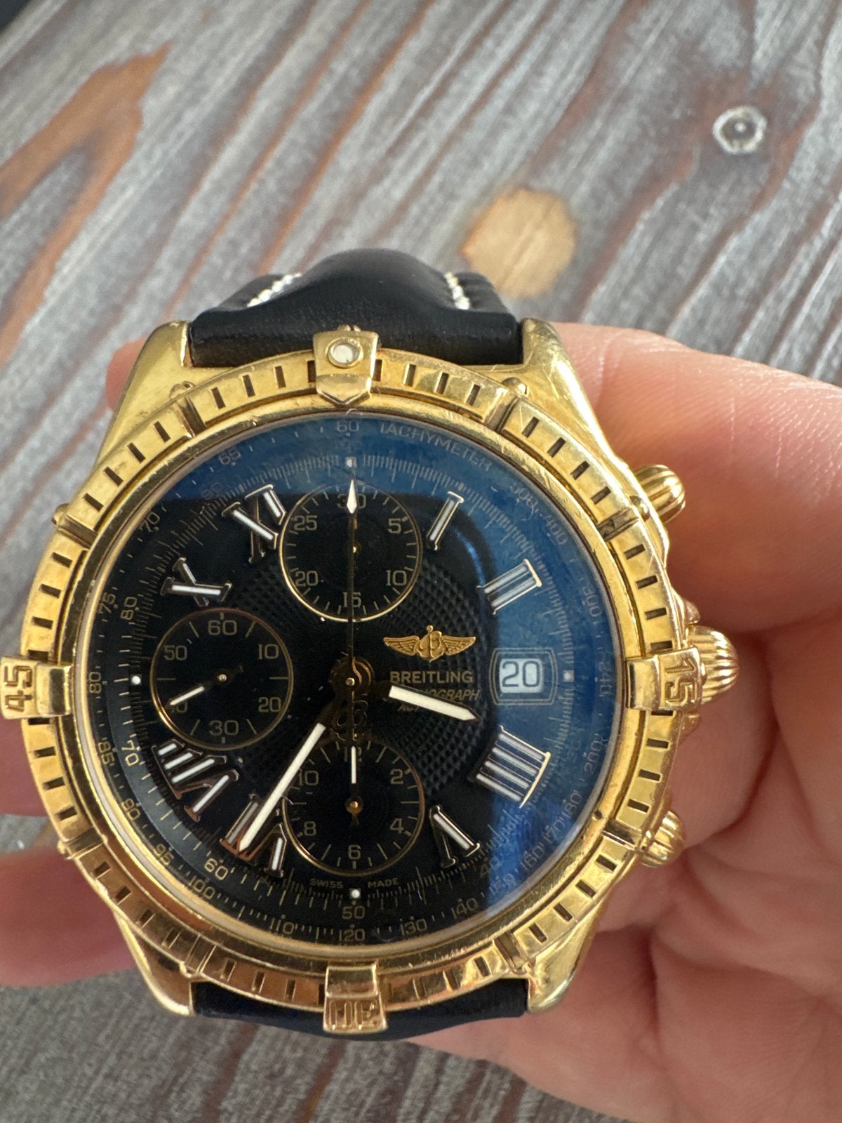 Breitling Chronograph K13055 0441 Gouden Herenhorloge, Overige merken, Polshorloge, Ophalen of Verzenden, Goud