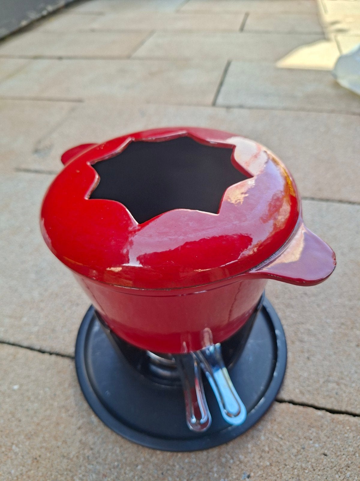 Gietijzeren Fonduepan met Brander - Ideaal voor Boot/Camping, Ophalen of Verzenden, Gebruikt