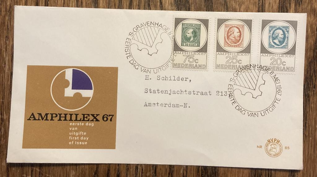 eerste dag enveloppe Amphilex 67, Postzegels en Munten, Postzegels | Eerstedagenveloppen, Ophalen of Verzenden, Beschreven, Nederland
