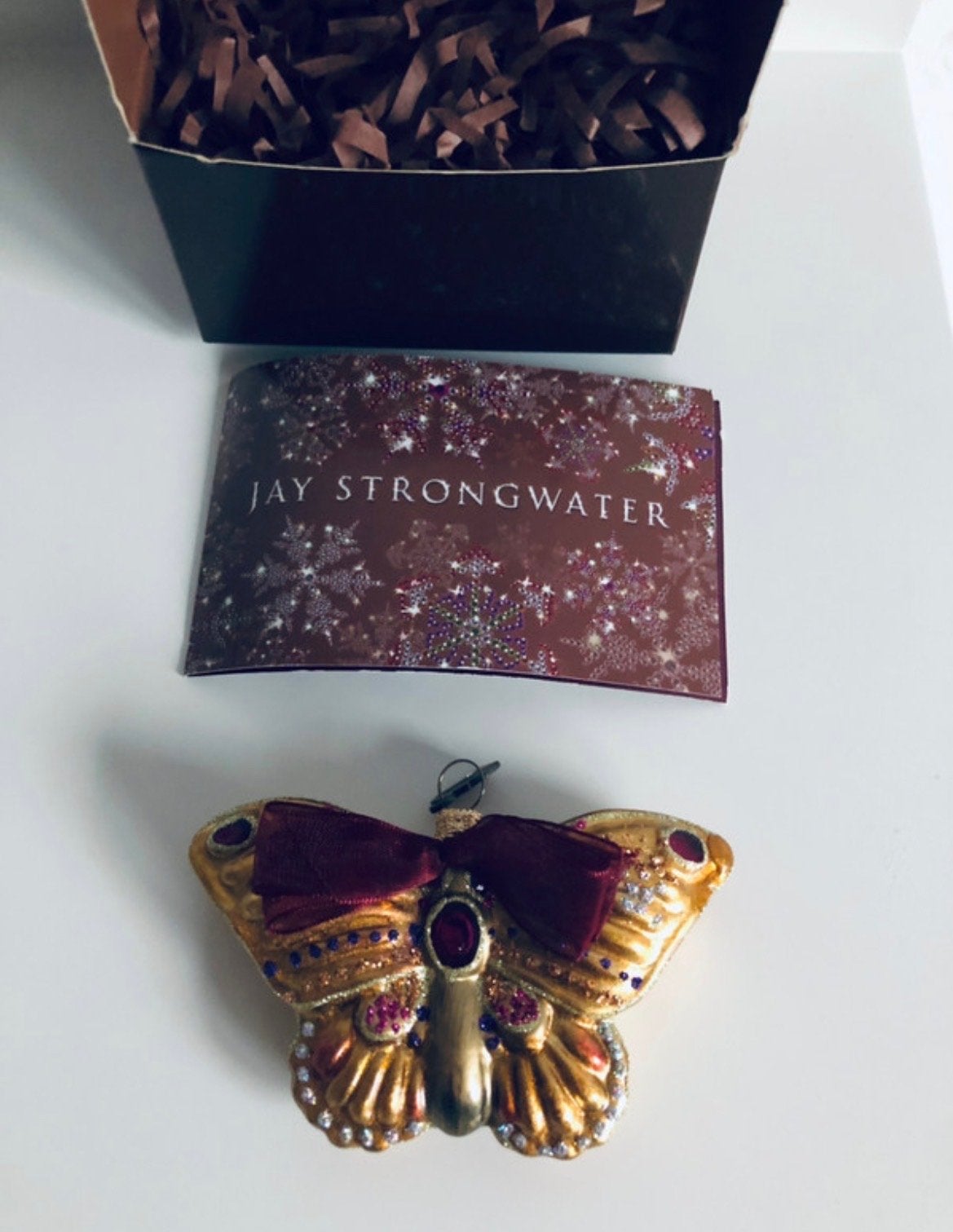 Jay strongwater nieuw Golden Butterfly Glass Ornament, Verzenden, Nieuw