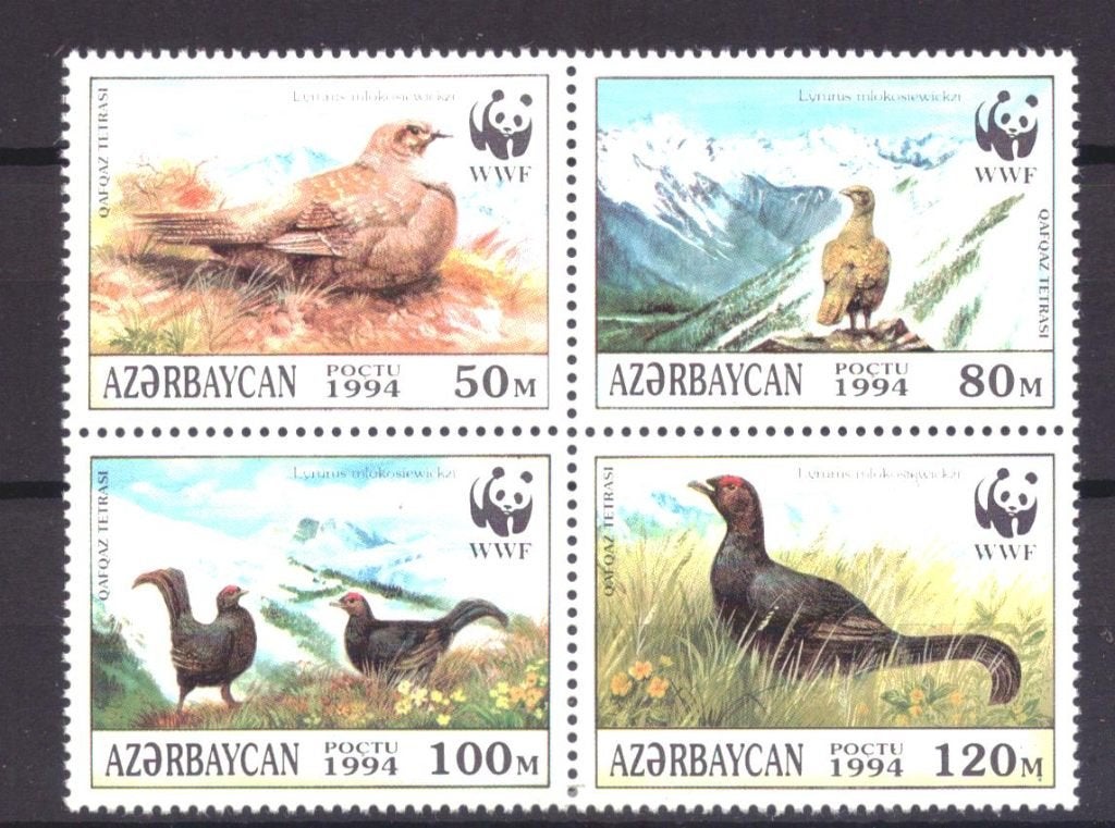Azerbeidzjan 161 t/m 164 Postfris WWF WNF! (1994), Postzegels en Munten, Ophalen of Verzenden, Postfris, Dier of Natuur