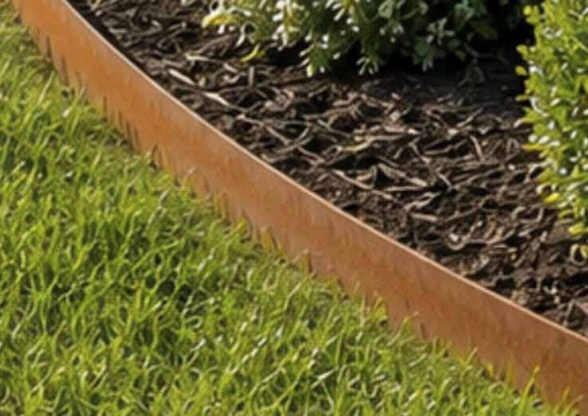 Cortenstaal borderrand met platgedrukte bovenrand, Tuin en Terras, Ophalen, Overige materialen, 100 tot 200 cm, Info@cortenstunter.nl