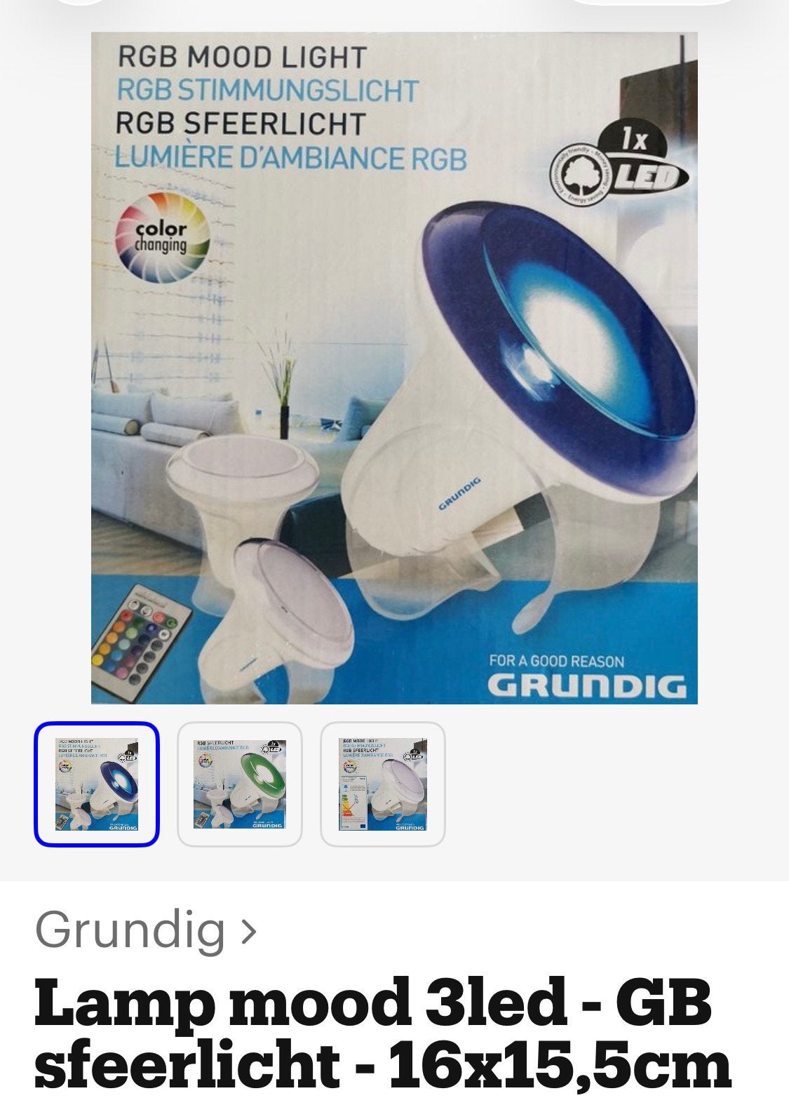 RGB Sfeerlicht ( led) met afstands bediening ), Huis en Inrichting, Ophalen of Verzenden, Zo goed als nieuw, E27 (groot), Led-lamp