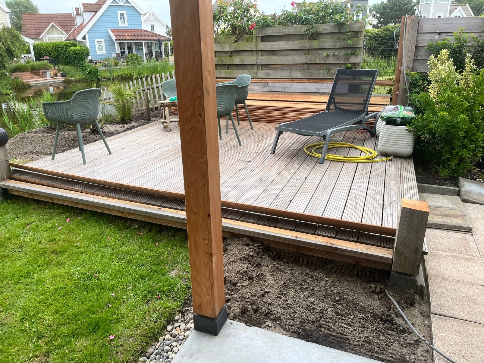 Houten terras vlonder, Tuin en Terras, Terrasdelen en Vlonders, Gebruikt, Hout, Ophalen of Verzenden