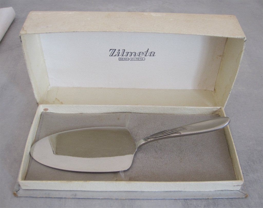 Vintage Gero Zilmeta taartschep (in originele doos), Antiek en Kunst, Antiek | Bestek, Ophalen of Verzenden