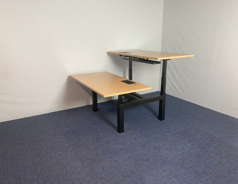 4 x Bench zit/sta bureau Gispen (elektrisch), 160 x 170 cm., Ophalen, Gebruikt, In hoogte verstelbaar, Gispen