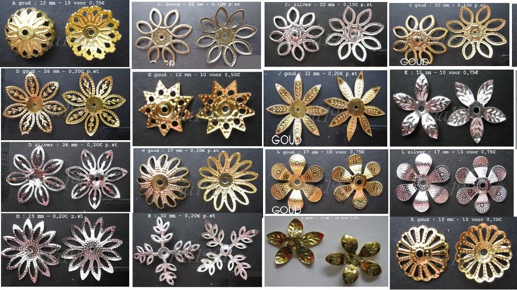 leuke filigree beadcaps v.a. 0,10€ - 0,25€, Ophalen of Verzenden, Nieuw, Versiering of Embellishment