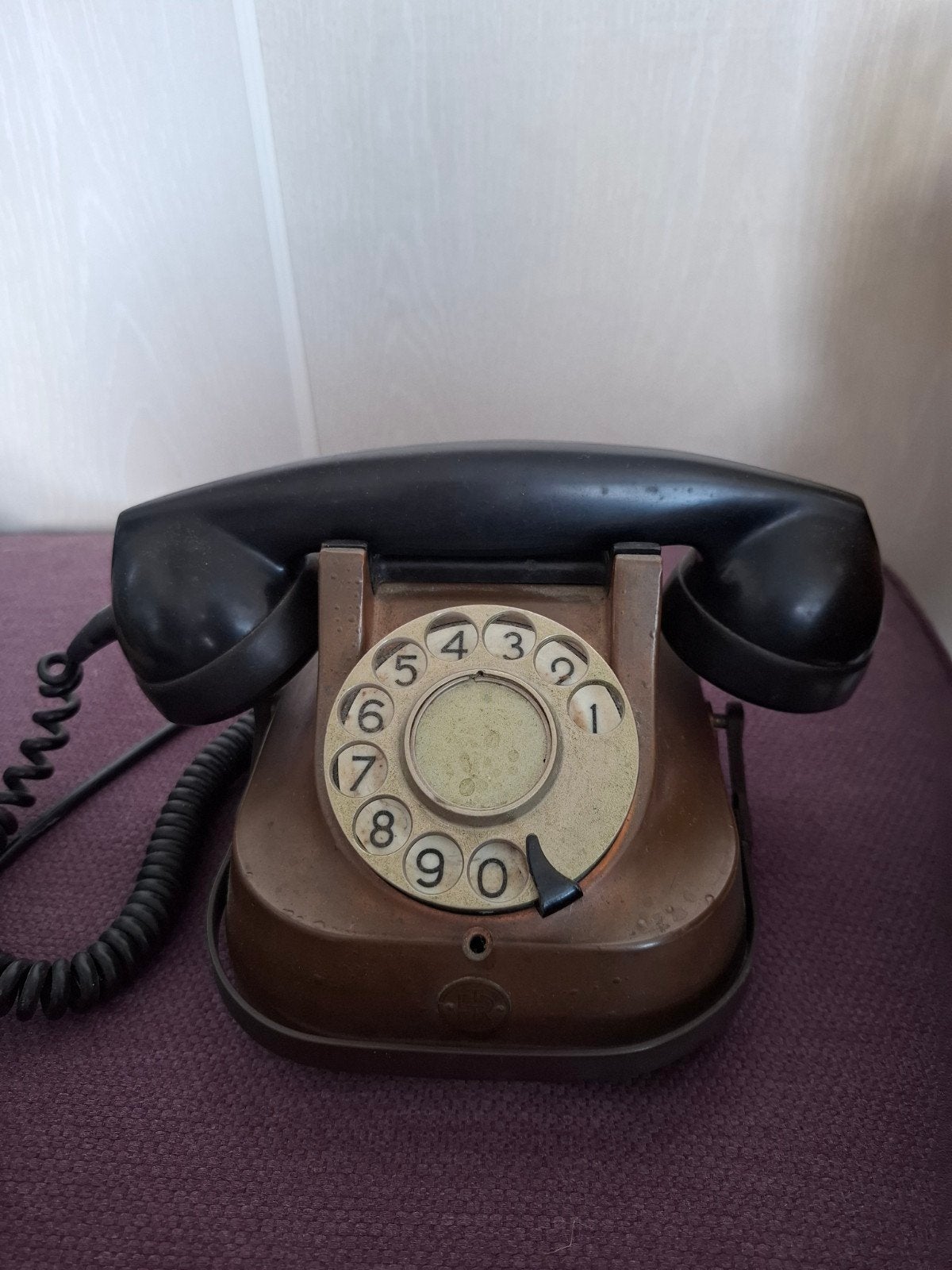 Antieke koperen vintage vaste telefoon., Telecommunicatie, Vaste telefoons | Niet Draadloos, Ophalen of Verzenden