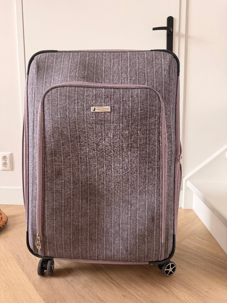 London Fog 30" Expandable Spinner Suitcase – Mauve, Ophalen of Verzenden, Hard kunststof, 70 cm of meer, Wieltjes