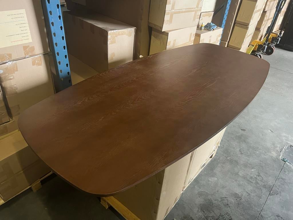 Essen fineer tafelblad walnootkleur 225x95 cm facetrand, Ophalen, Gebruikt, 200 cm of meer, 50 tot 100 cm