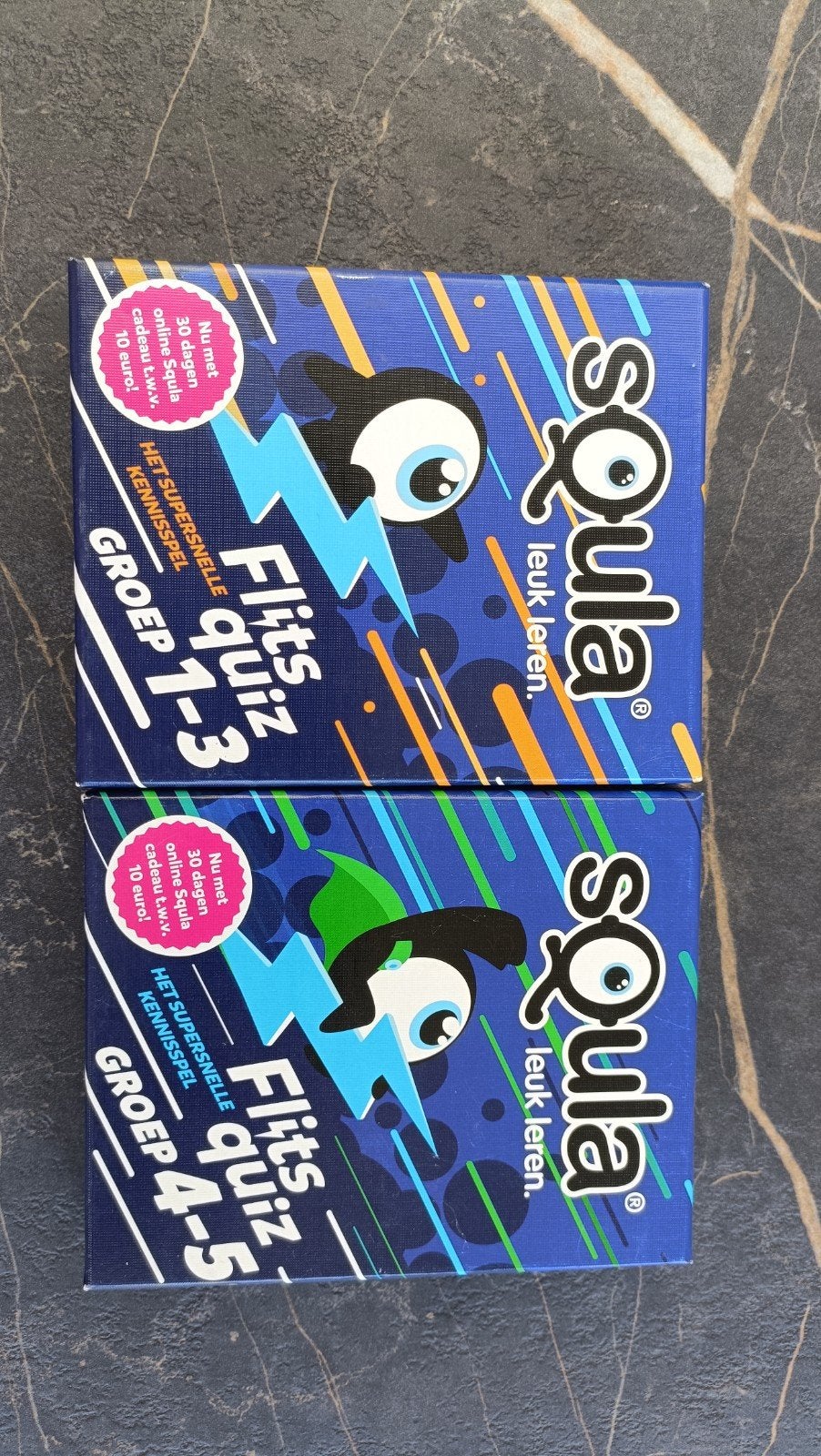 Squla Flits Quiz Kennisspel Groep 1-3 & 4-5 (2 spellen), Een of twee spelers, Ophalen of Verzenden, Zo goed als nieuw, Squla