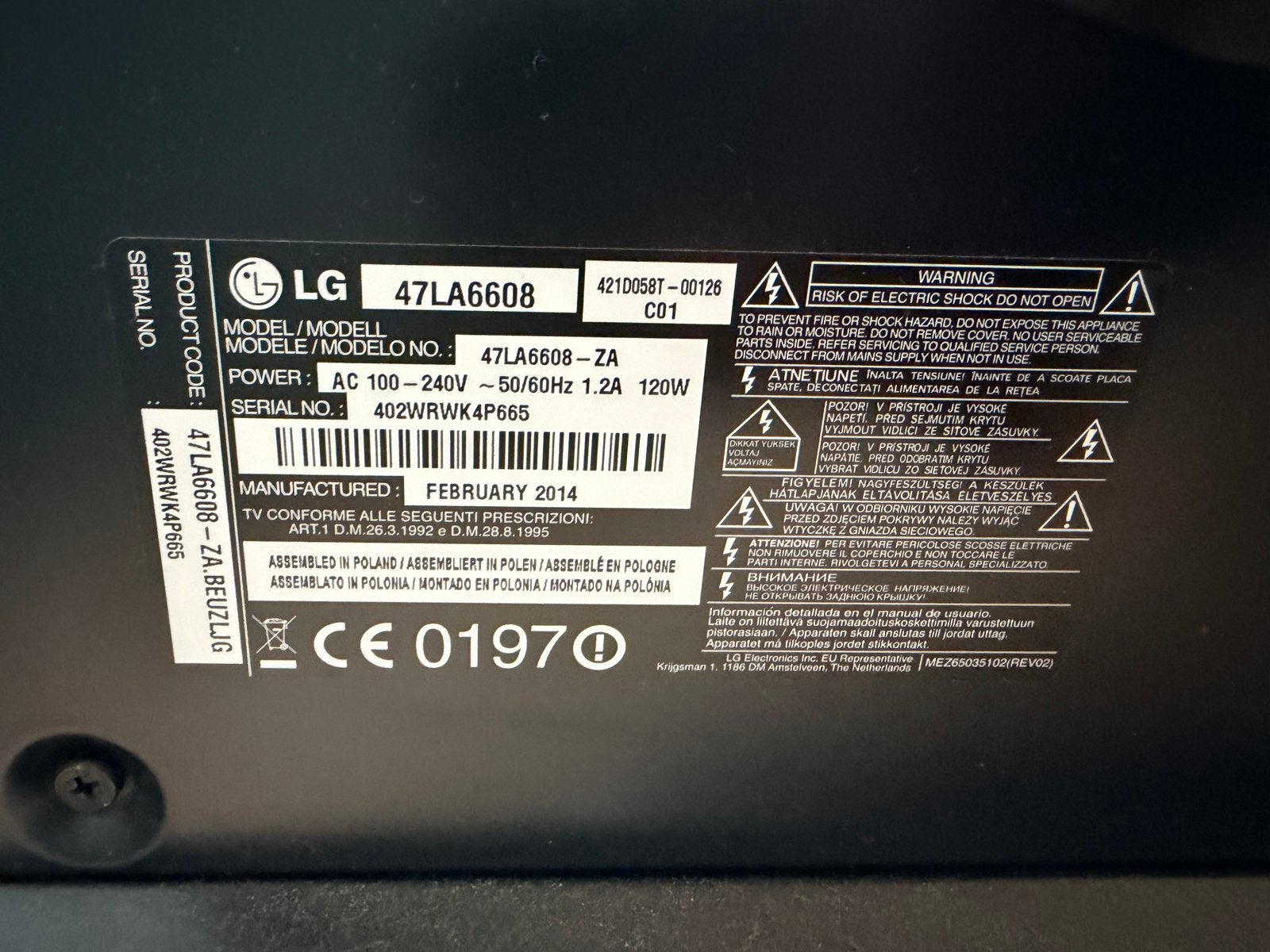 LG 47LA6608 Smart TV - 47 inch Full HD LED, Audio, Tv en Foto, Televisies, Ophalen, 50 Hz, 100 cm of meer, Full HD (1080p)