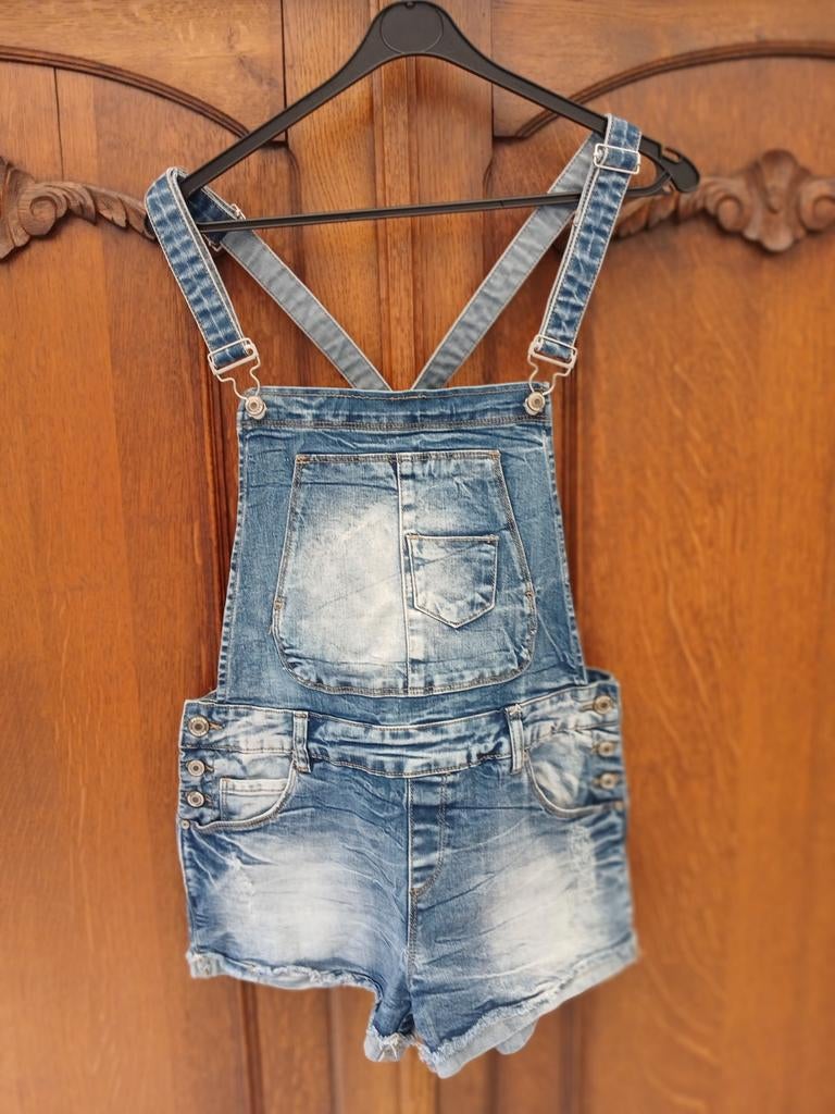 Fb sister korte jeans tuinbroek maat M, Kort, Blauw, Ophalen of Verzenden, Fb sister