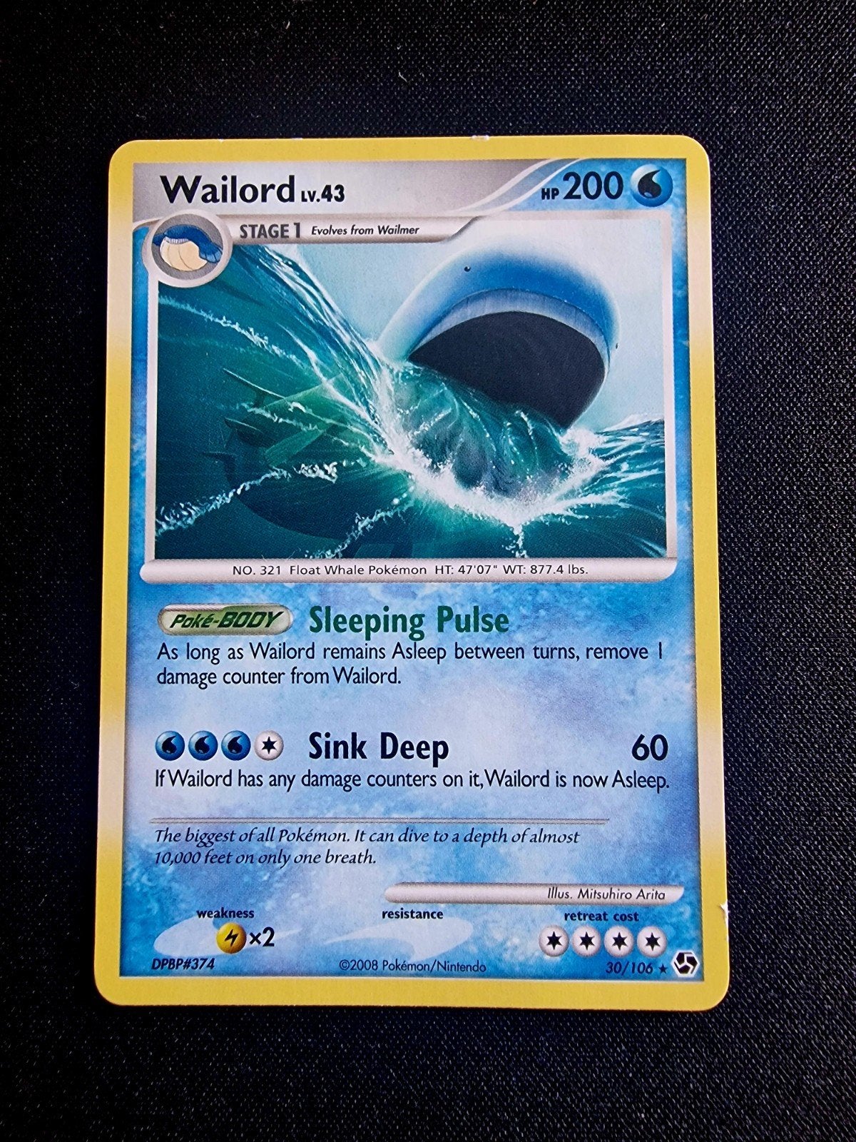 Wailord lv.43 Pokémon Rare kaart, Ophalen of Verzenden, Zo goed als nieuw, Losse kaart