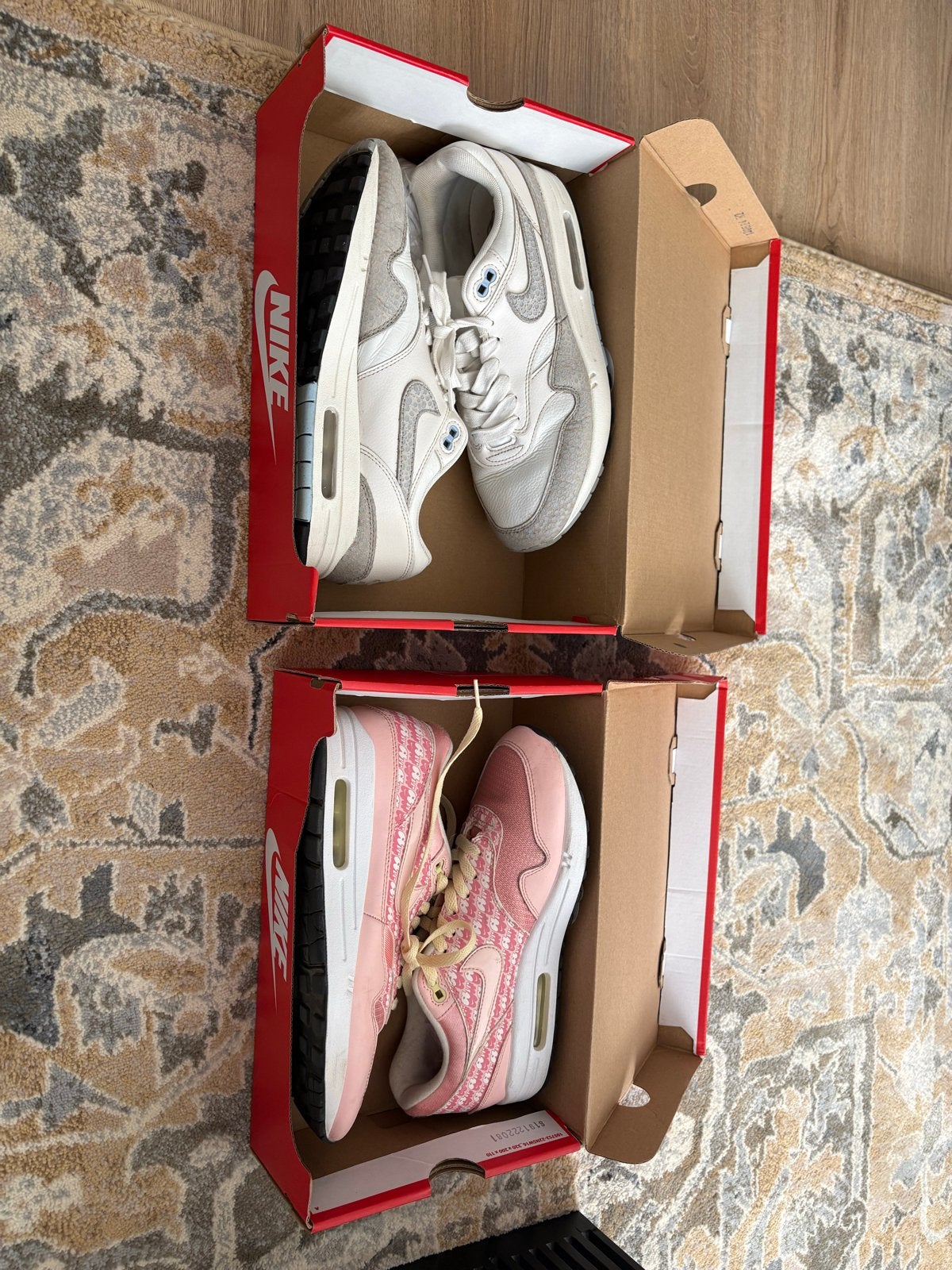 2 x stuks Nike Air Max 1 sneakers, Kleding | Dames, Schoenen, Ophalen, Zo goed als nieuw, Roze, Sneakers of Gympen