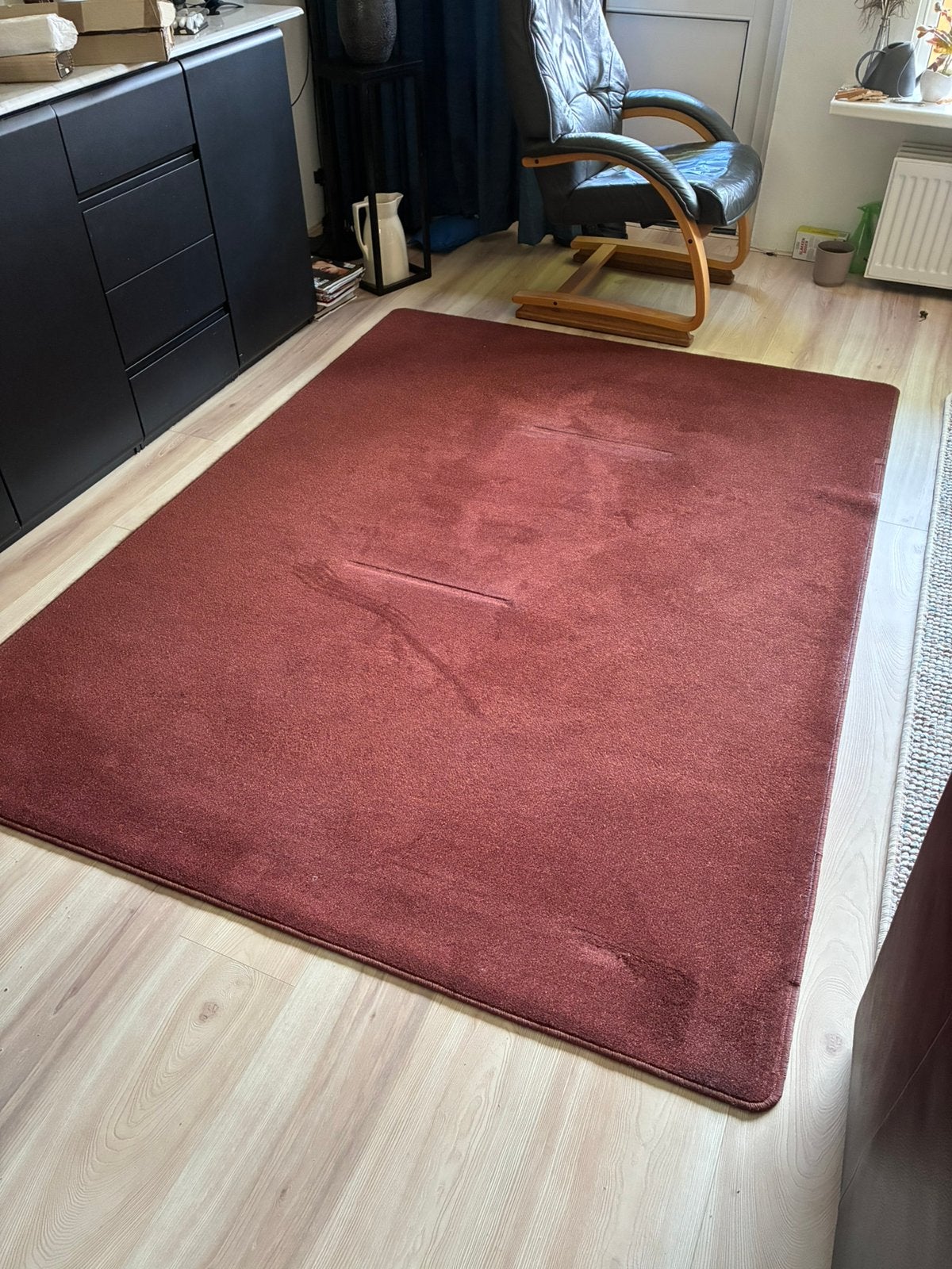 vloerkleed donkerbruin 1.70m x 2.30 m, Ophalen, Gebruikt, Bruin, 150 tot 200 cm