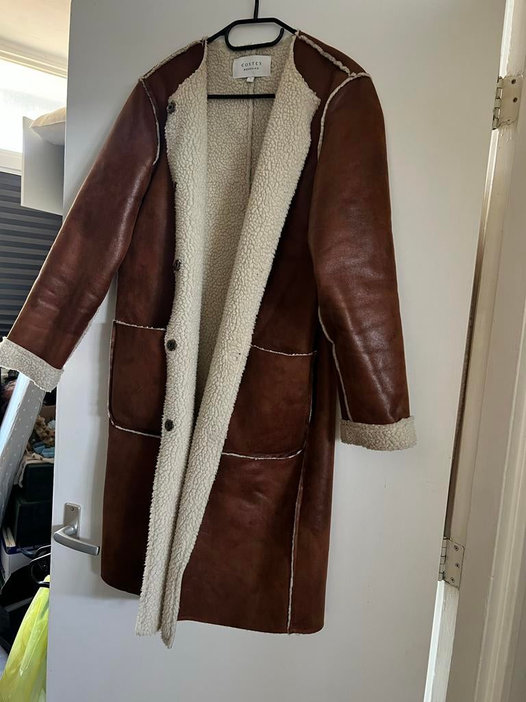 Lange flexibele Costes jas met teddy voering, Ophalen of Verzenden, Zo goed als nieuw, Maat 36 (S), Bruin