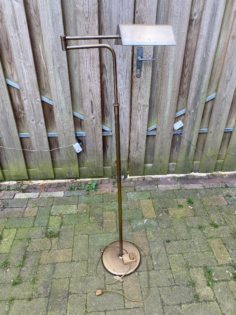 Bronzen vloer en leeslamp jaren 70, Huis en Inrichting, Ophalen, Gebruikt, 100 tot 150 cm, E27 (groot)