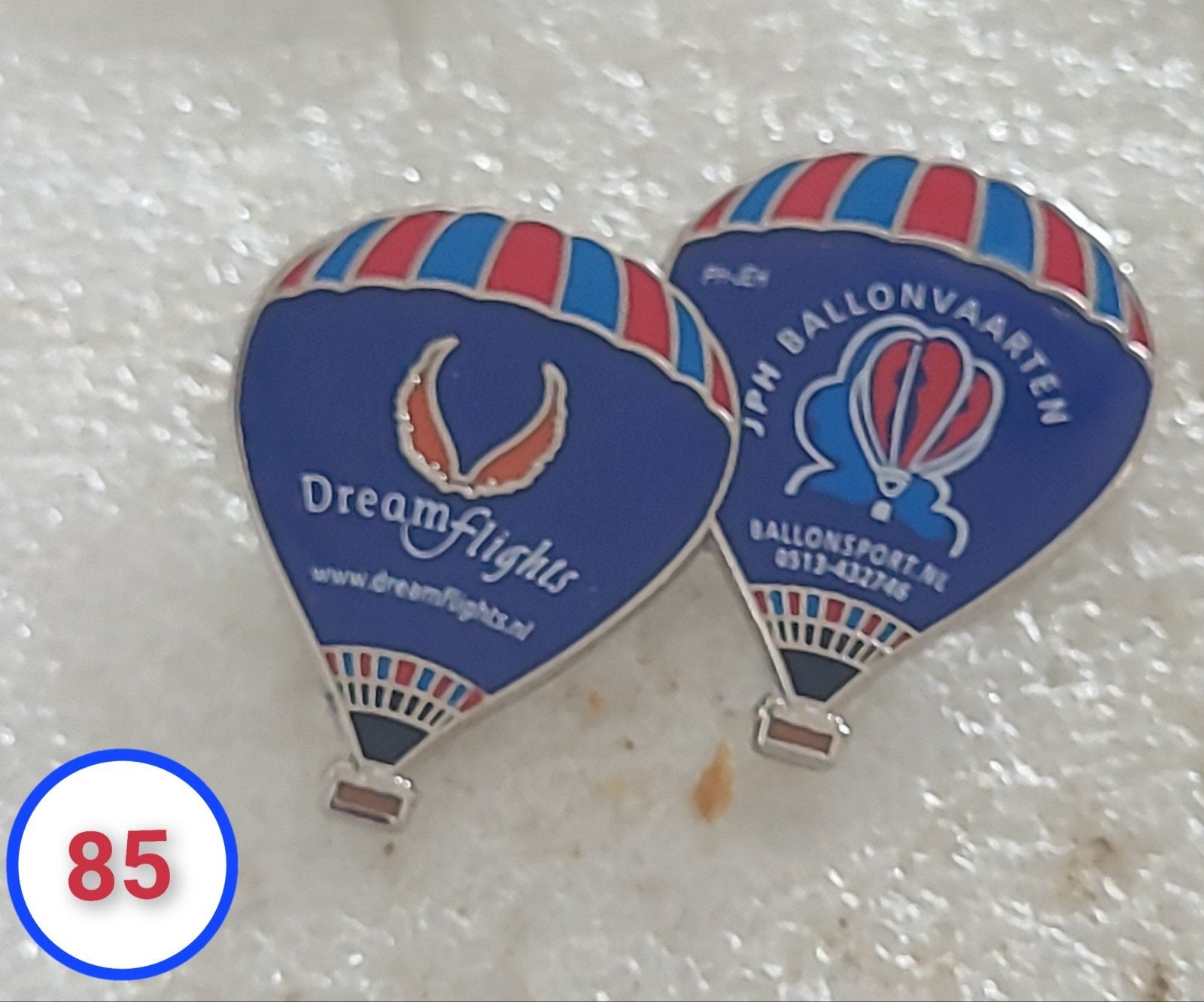 Set van 2 pins: Dreamflights en JPH Ballonvaarten, Verzenden