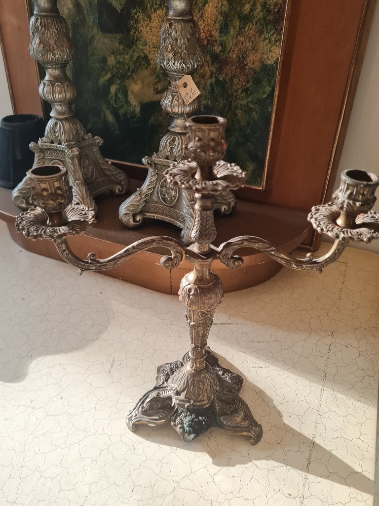 Antieke bronzen kandelaar, Ophalen of Verzenden, Koper of Brons