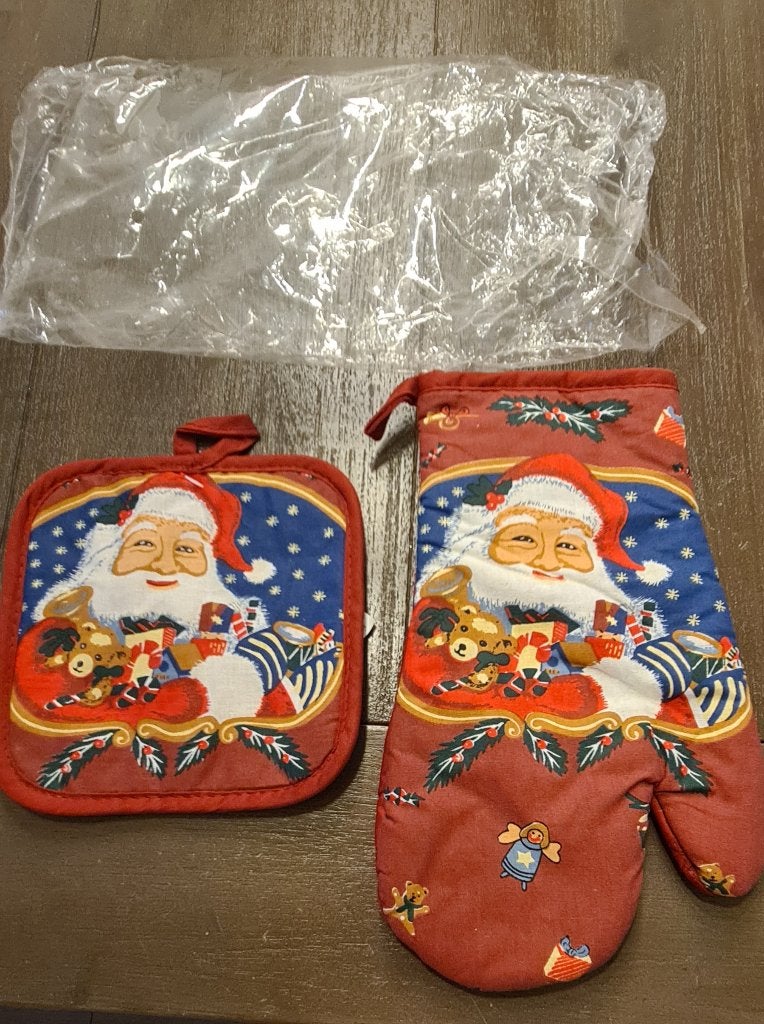 nieuwe ovenwant en pannenlap in kerst sfeer, Pannenlap of onderzetter, Katoen, Nieuw, Ophalen of Verzenden