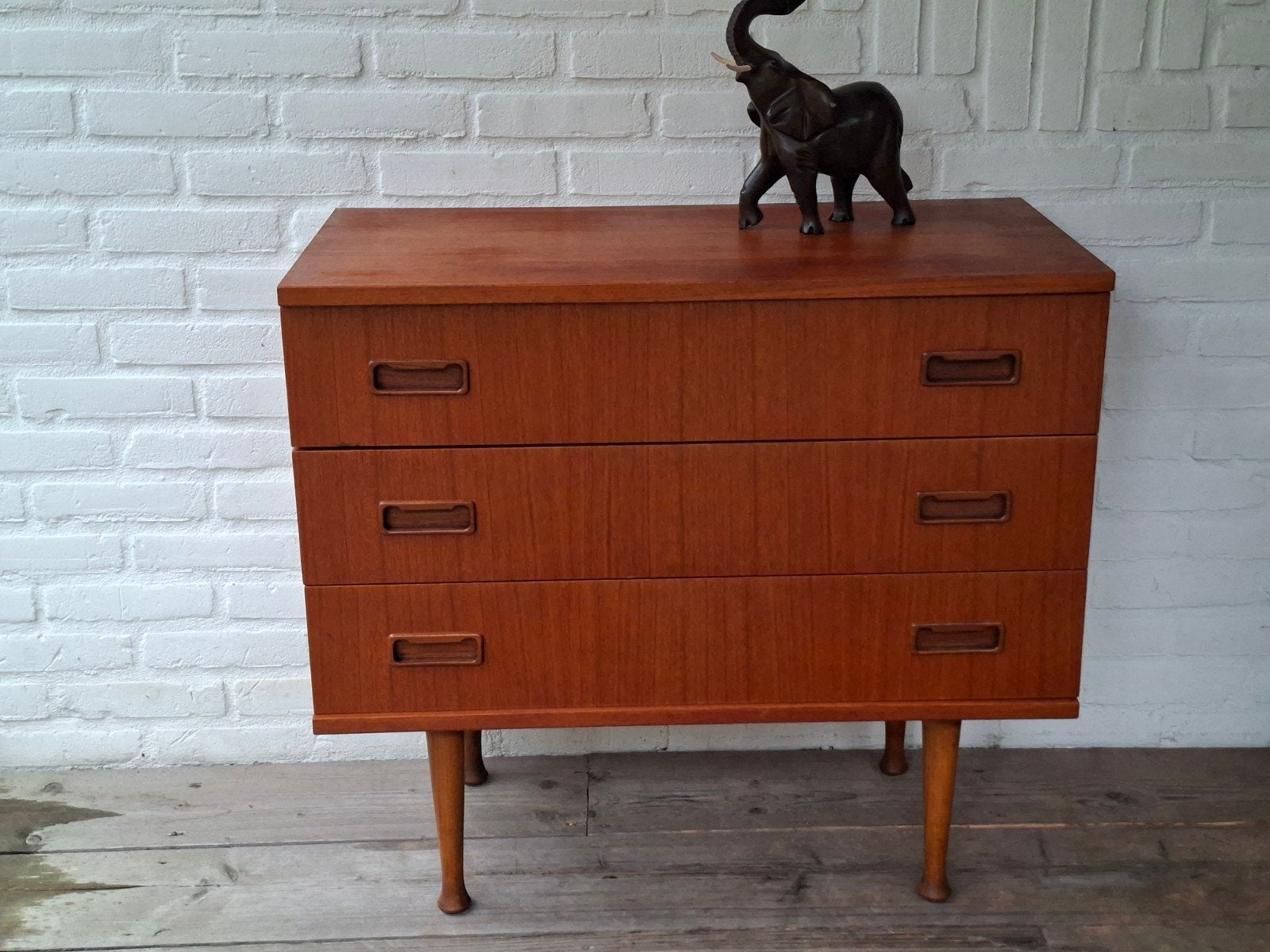 Vintage retro ladekast Deens Design Mid Century teak j 60., Ophalen, Gebruikt, Teakhout, 50 tot 100 cm