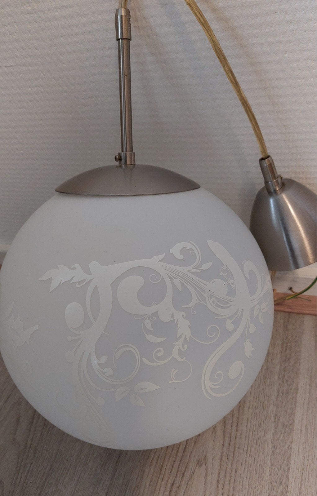 IKEA glazen hanglamp met patroon, 24cm, Ophalen, Gebruikt, Glas, E27 (groot)