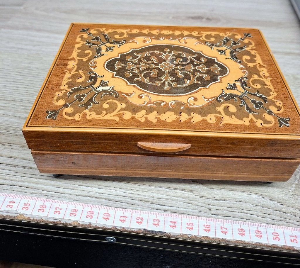 Vintage Houten Muziekdoosje met Inlegwerk, Ophalen of Verzenden