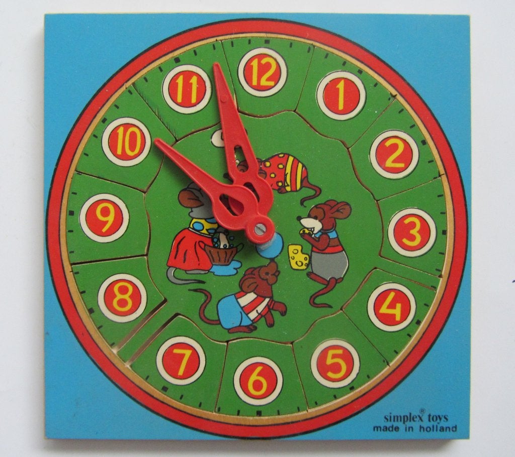 Oude Simplex puzzel met klok,, Ophalen of Verzenden