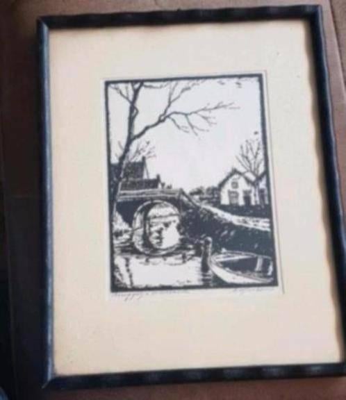 Houtsnede bruggetje sloten c. Steiger ed jeska., Ophalen
