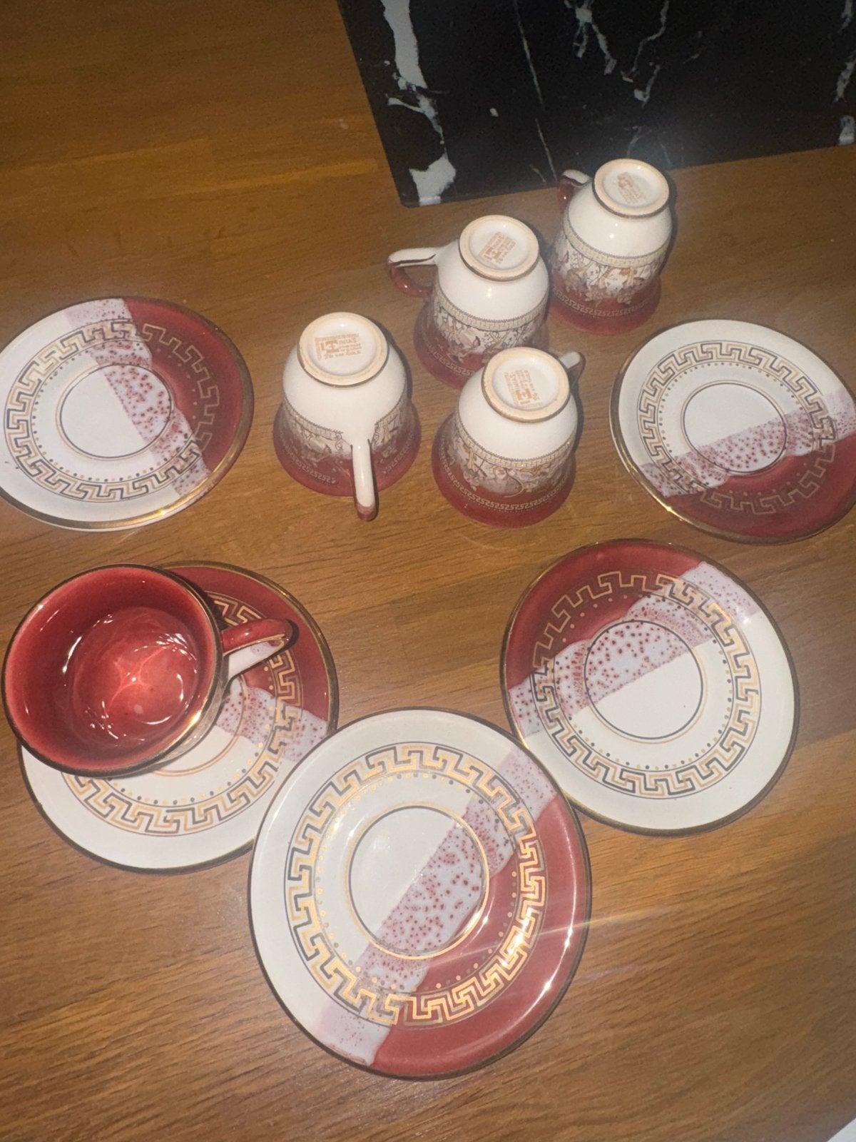 Vintage Griekse koffiekopjes met 24K goud, Ophalen of Verzenden