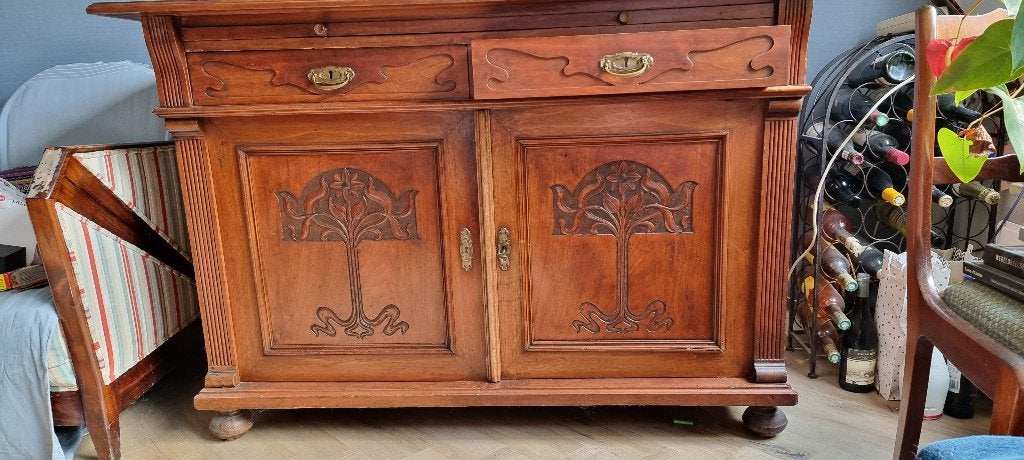Franse mahonie art nouveau buffetkast 1890, Antiek en Kunst, Ophalen