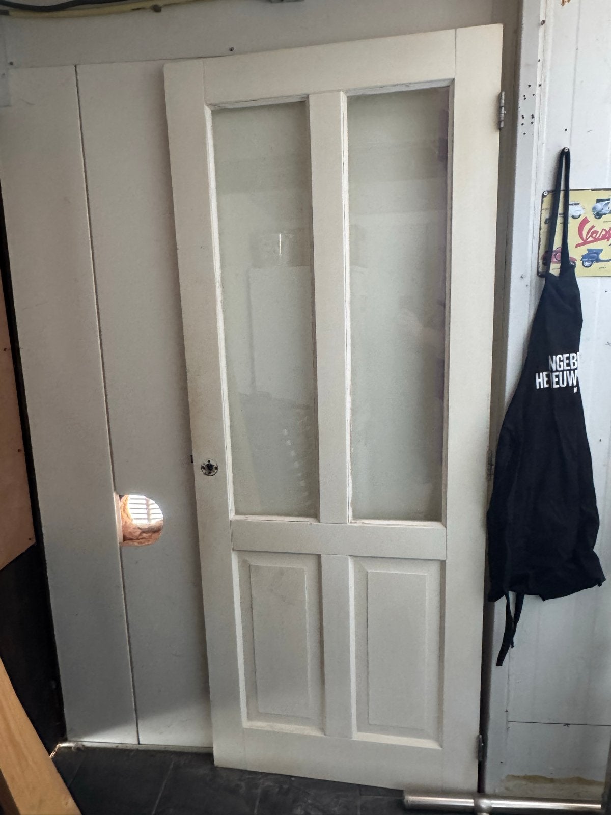 Houten binnendeur met glas - 209x83cm, Ophalen, Gebruikt, 80 tot 100 cm, Binnendeur