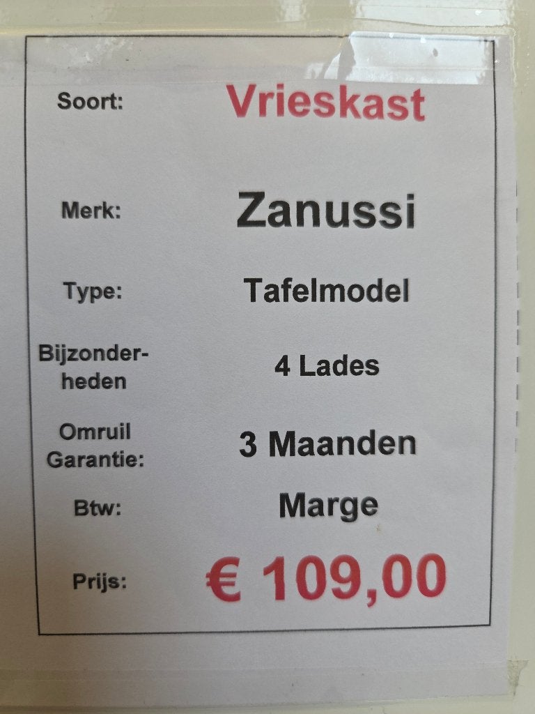 vrieskast - Zanussi - tafelmodel, Italie, Gebruikt, Minder dan 85 cm, Minder dan 60 cm