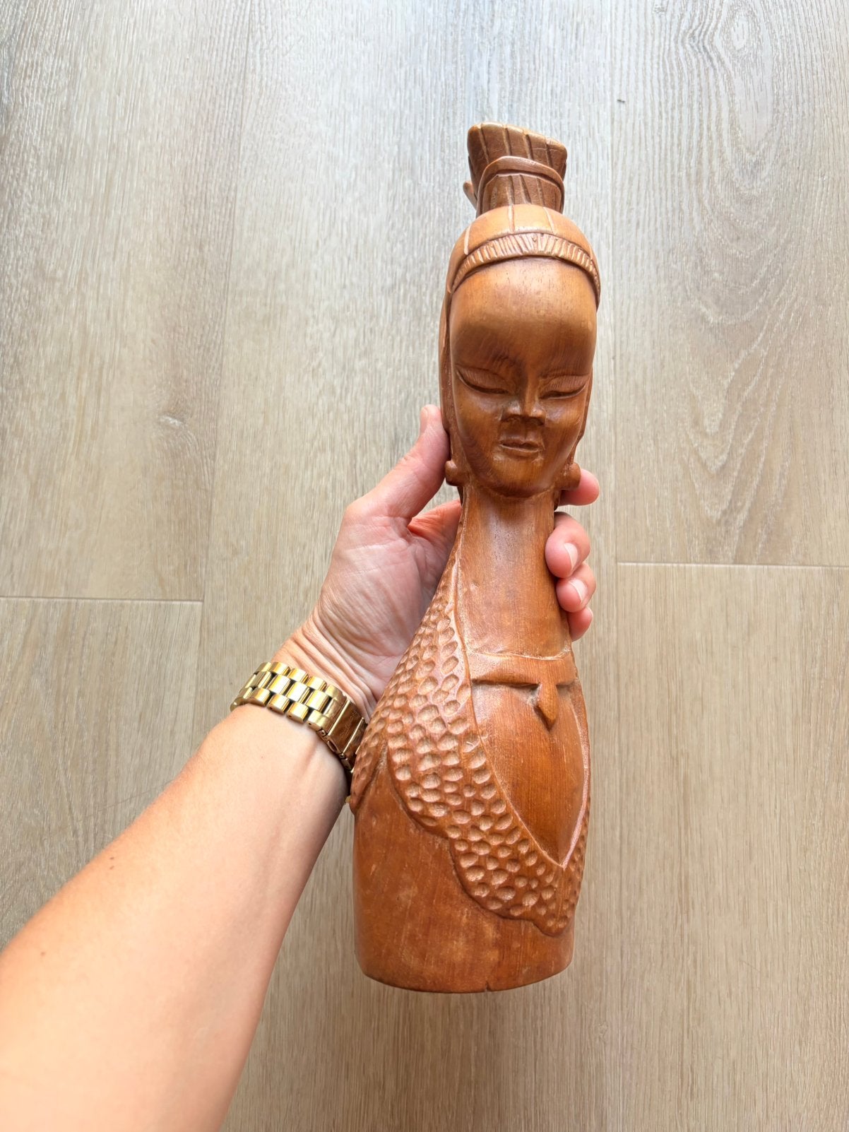 Vintage houten buste beeld hout Indonesië Bali handwerk, Verzenden, Buste, Handgemaakt, 20 - 50 cm