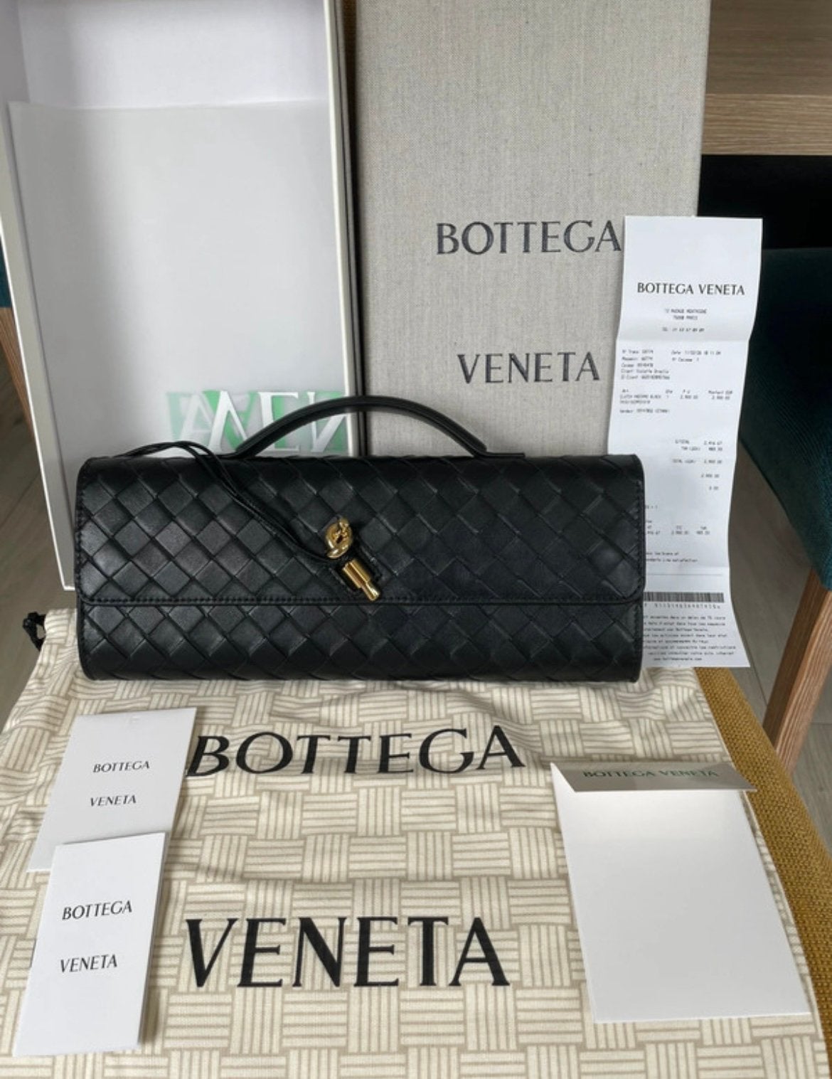 Bottega Veneta black clutch, Overige merken, Zwart, Ophalen of Verzenden, Zo goed als nieuw