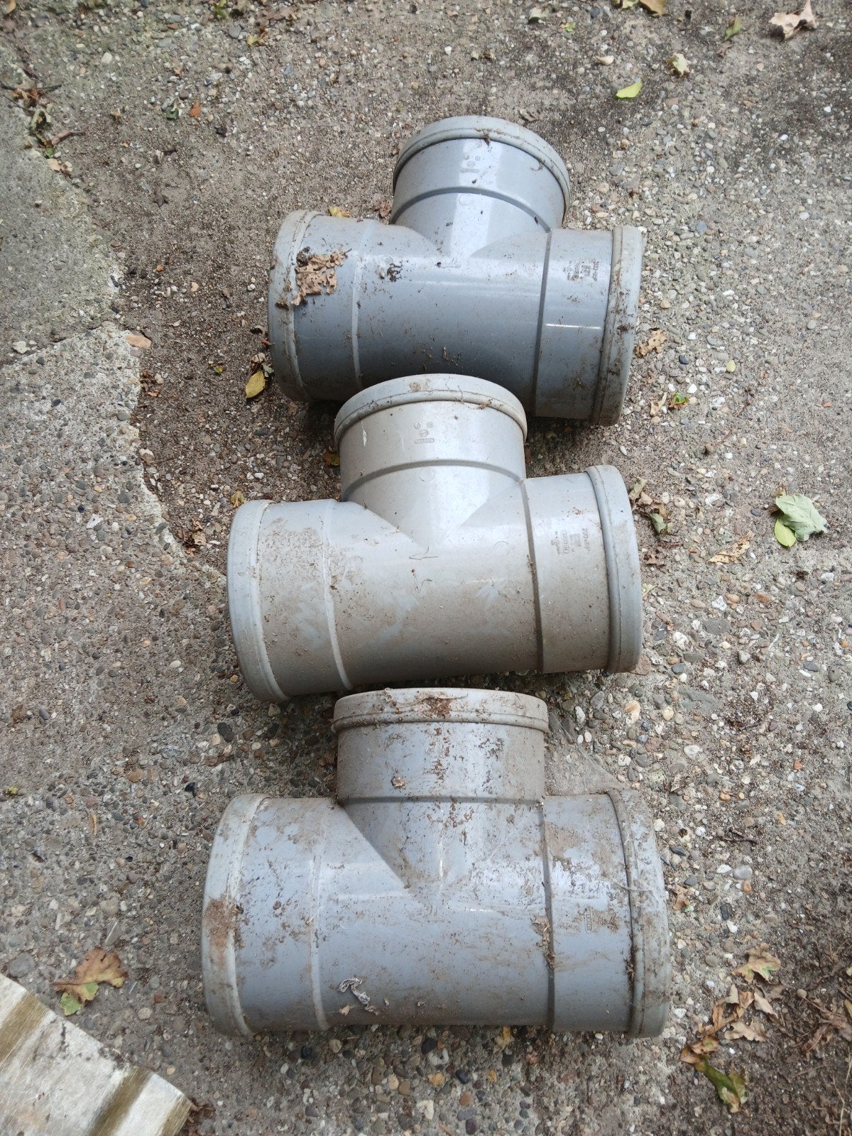 3x PVC T-stukken 200mm, Ophalen, Afvoer, Gebruikt, Pvc
