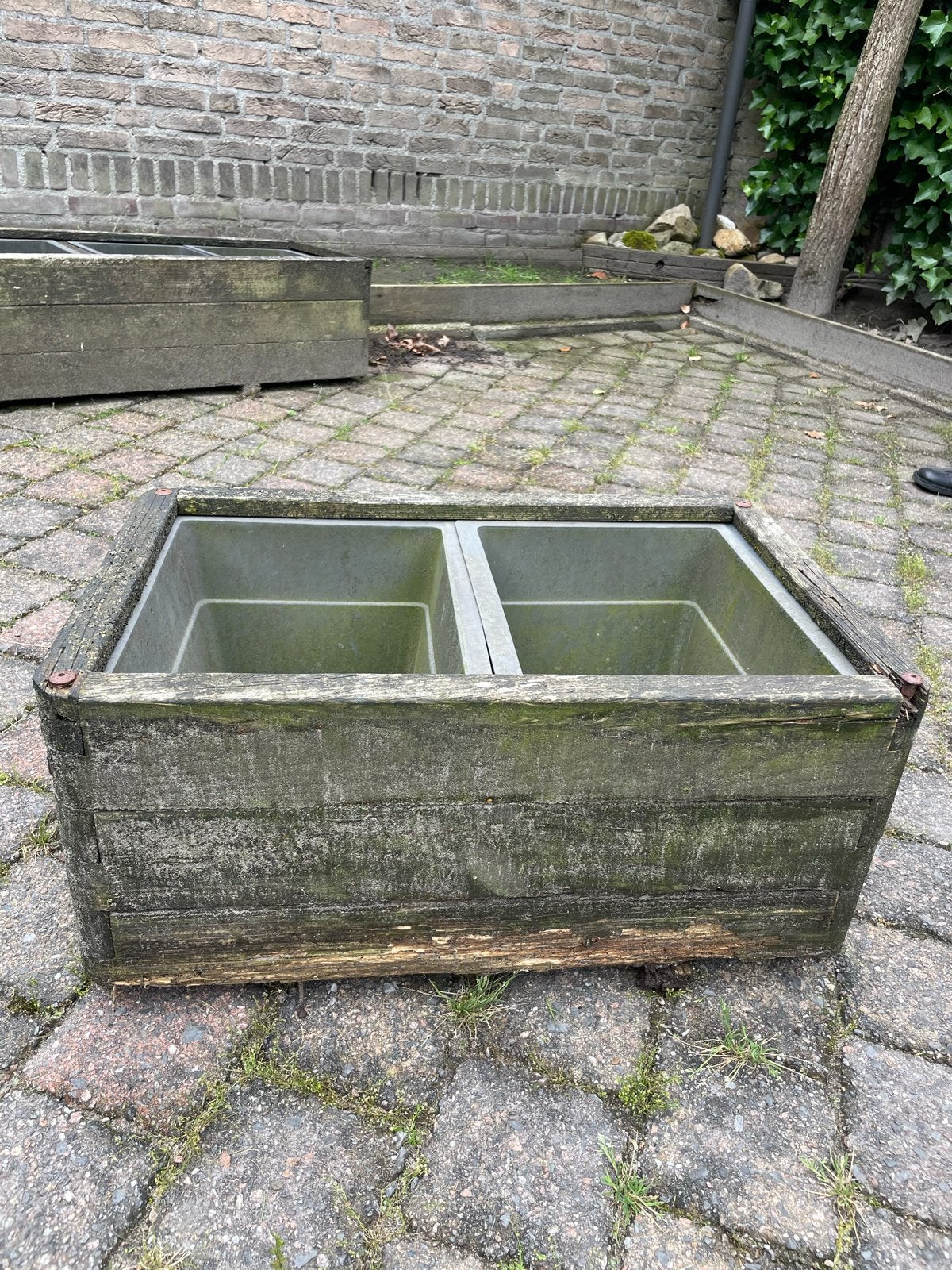 Houten Plantenbak met Kunststof Inzet - Gebruikt, Ophalen, Gebruikt, Minder dan 30 cm, Balkon