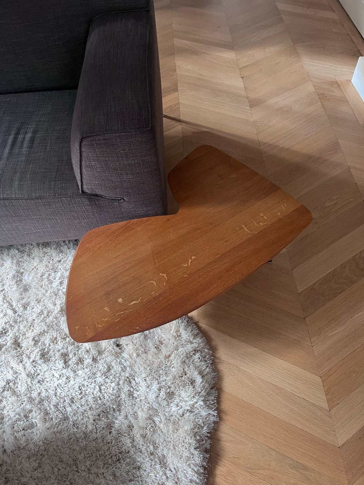 Unieke houten bijzettafel - organisch gevormd, Ophalen, Minder dan 45 cm, Minder dan 55 cm, Gebruikt