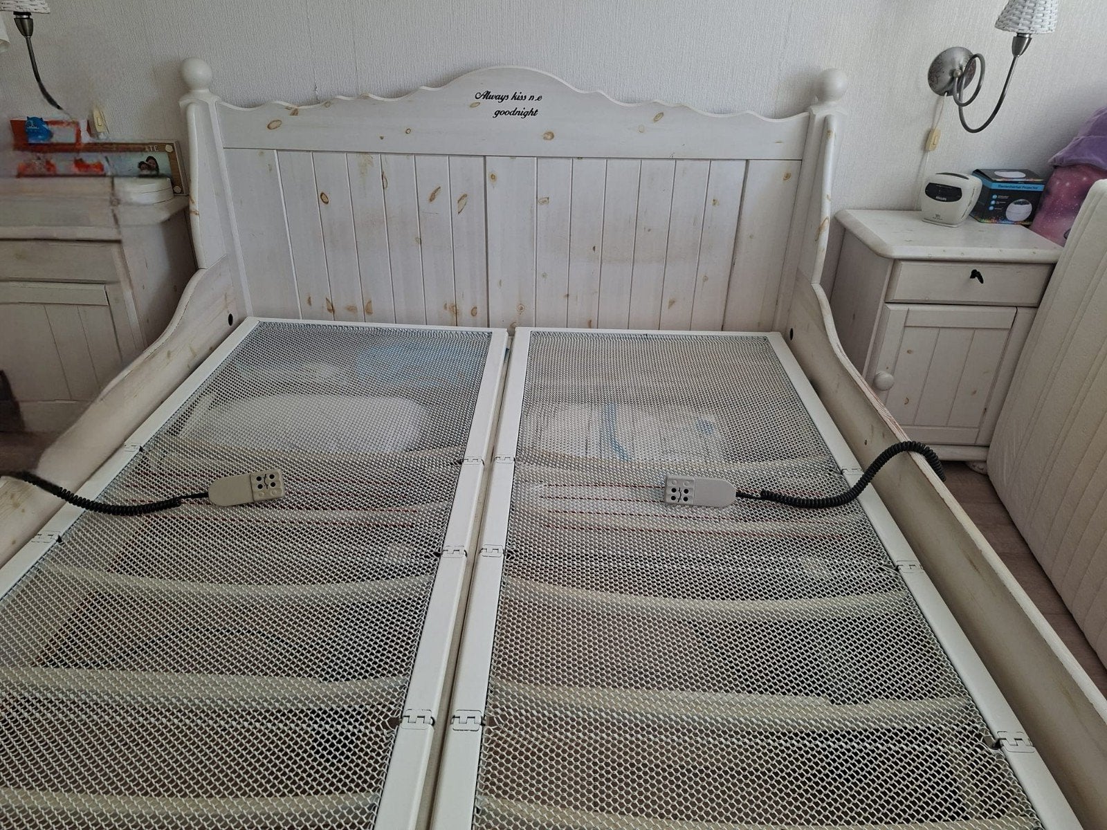 WIT HOUTEN BED 160x200 – €75 – MOET SNEL WEG!, Huis en Inrichting, Ophalen, Wit, Tweepersoons, 200 cm