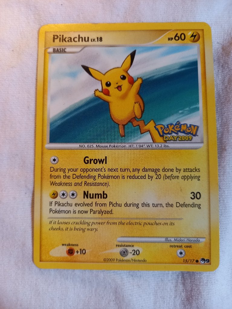Pikachu Pokémon Day 2009, Ophalen of Verzenden, Gebruikt, Losse kaart