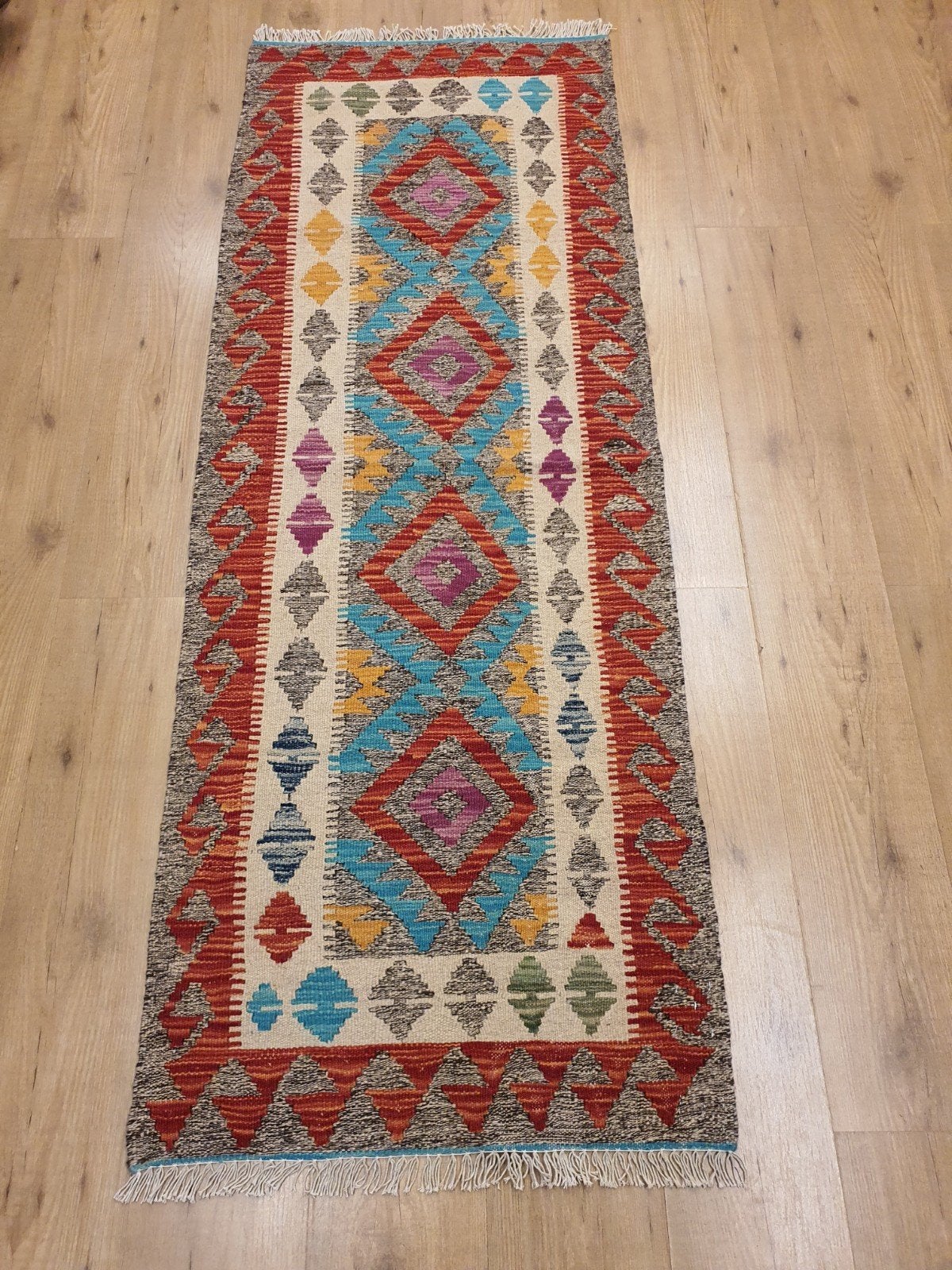 Prachtige handgeweven oosterse kelim loper 189x70, Info@SlatsAntiek.nl, Kelim, 150 tot 200 cm, Rechthoekig